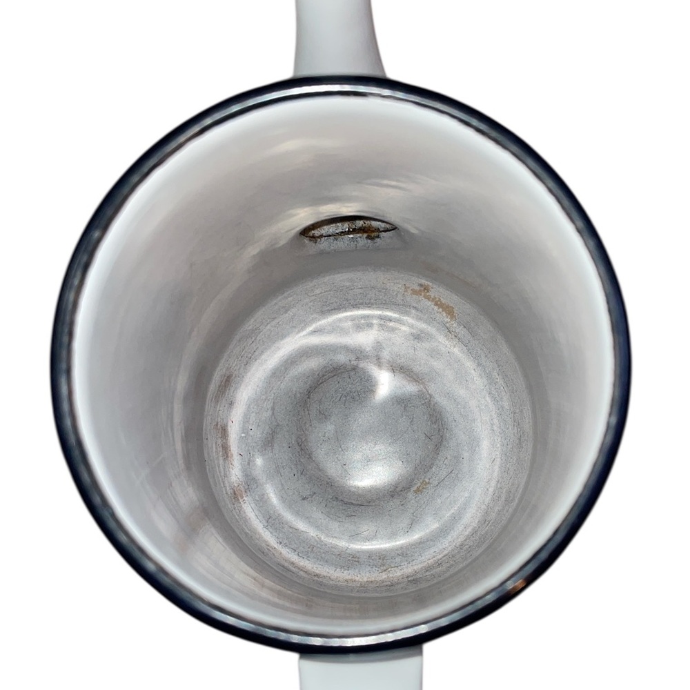 Vintage Enamel Coffee Pot French Drip White Black Enamelware Farmhouse Cottage - Picture 8 of 12